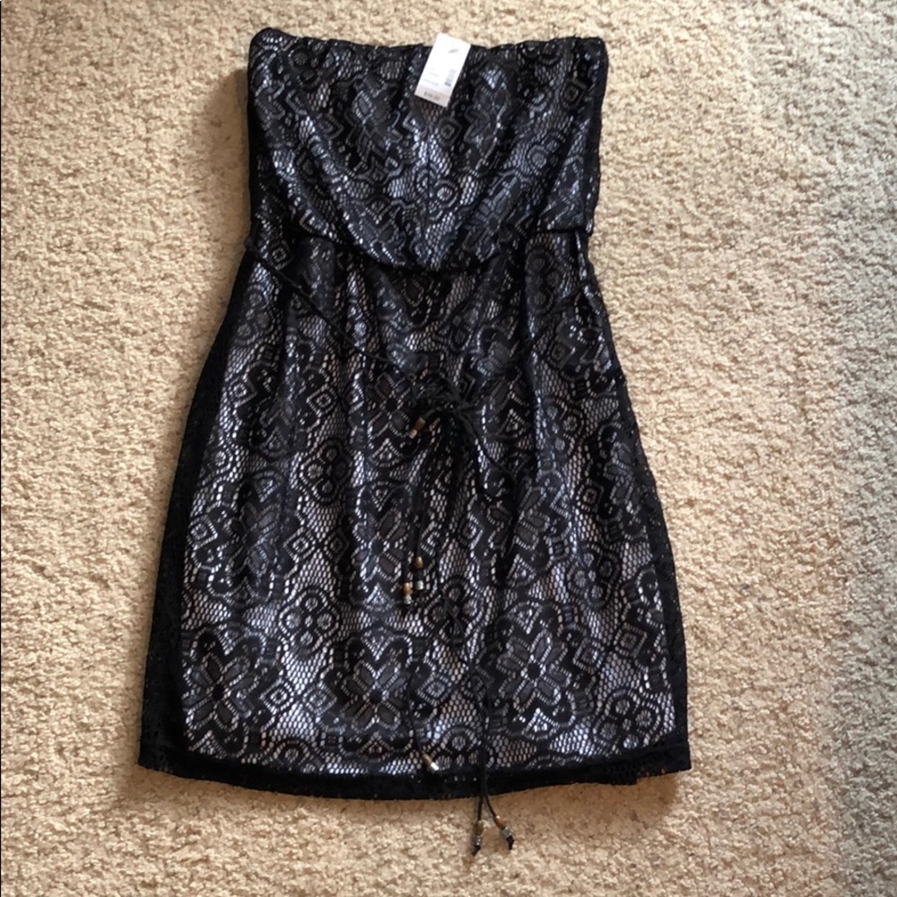 Maurices black lace strapless dress size M NWT